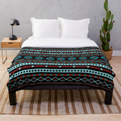 aztec blanket blue red black